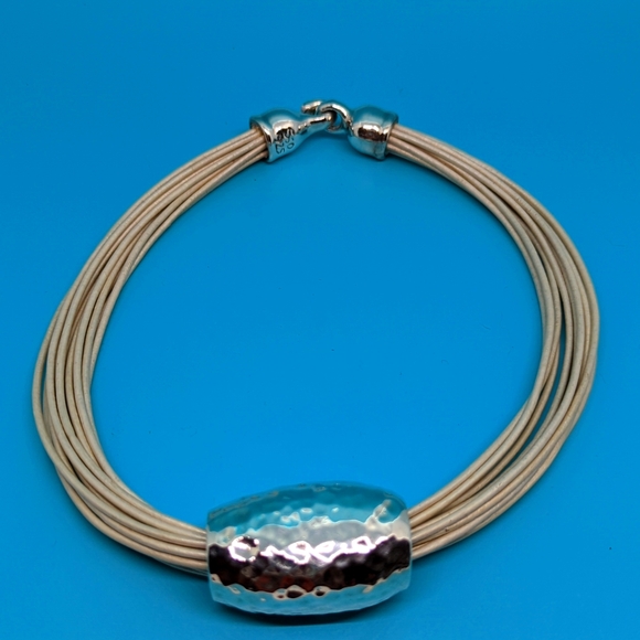 Simone Sabbag Jewelry - Simone Sebbag sterling silver and leather necklace.